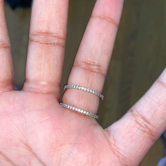 1.5 mm CZ Cubic Zirconia Minimalist .925 Sterling Silver Stackable Eternity Ring - Picture 6 of 11